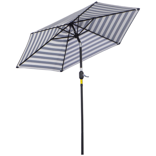 Outsunny Sombrilla Terraza Exterior Ø230 Cm Con Ángulo Ajustable Azul Y Blanco_0