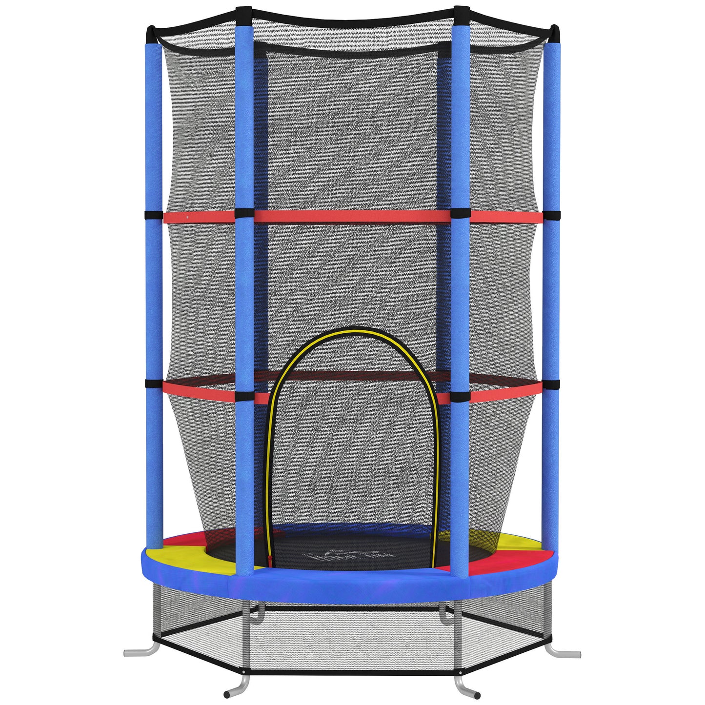Homcom Cama Elástica Infantil Con Red De Seguridad Ø140x190 Cm Multicolor_0