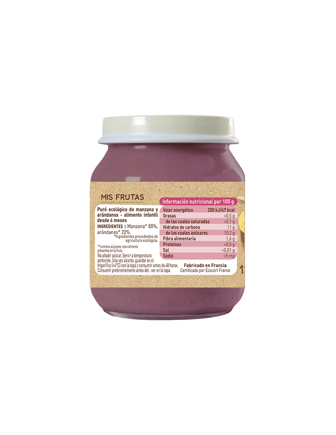Tarrito de Manzana y Arándanos Babybio 130g