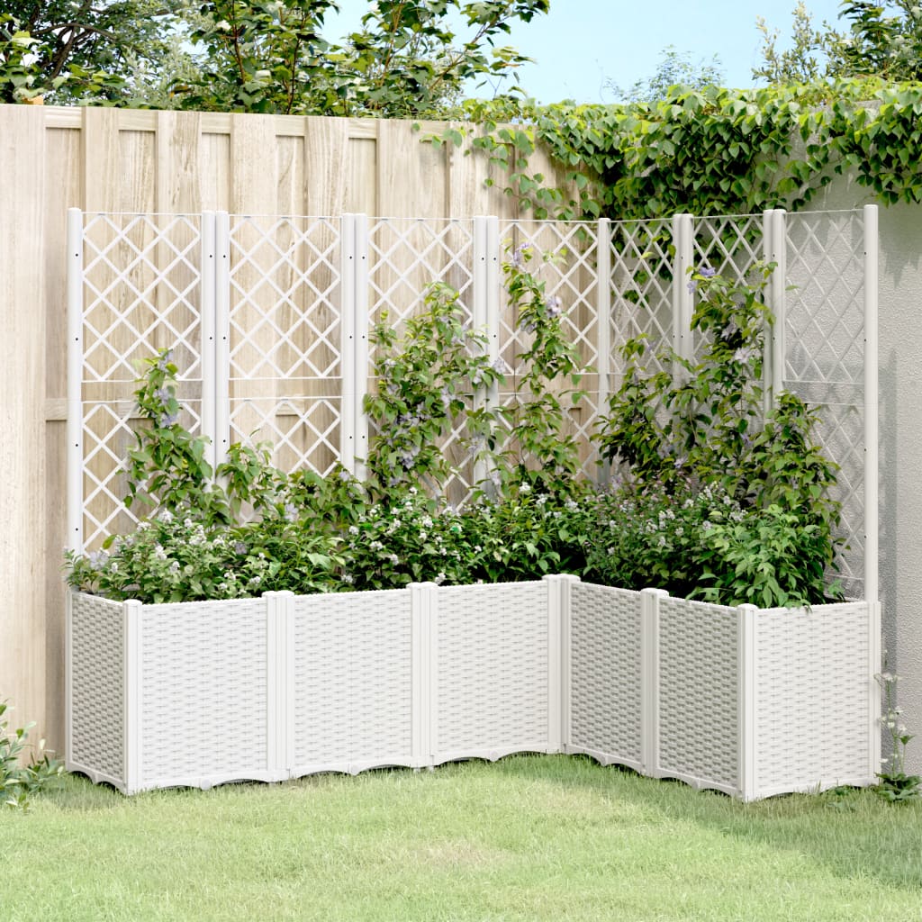 Jardinera Con Enrejado Pp Blanco 160x120x140 Cm_1
