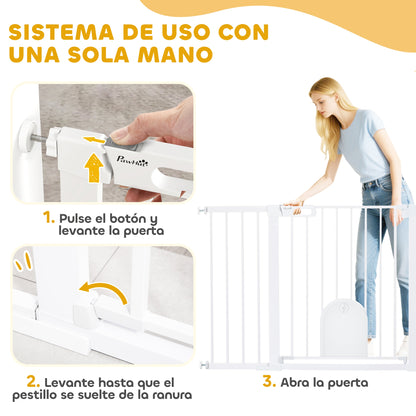 Pawhut Barrera De Seguridad Para Escaleras Y Puertas 75-131 Cm Blanco_3