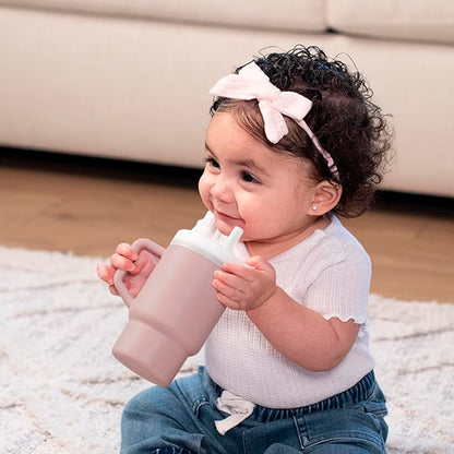 Infantino Mi Primer Vaso, Pajita Resistente Y Asa Para Niños Pequeños, Fácil De Limpiar, 250ml, Pastel Rosa_3