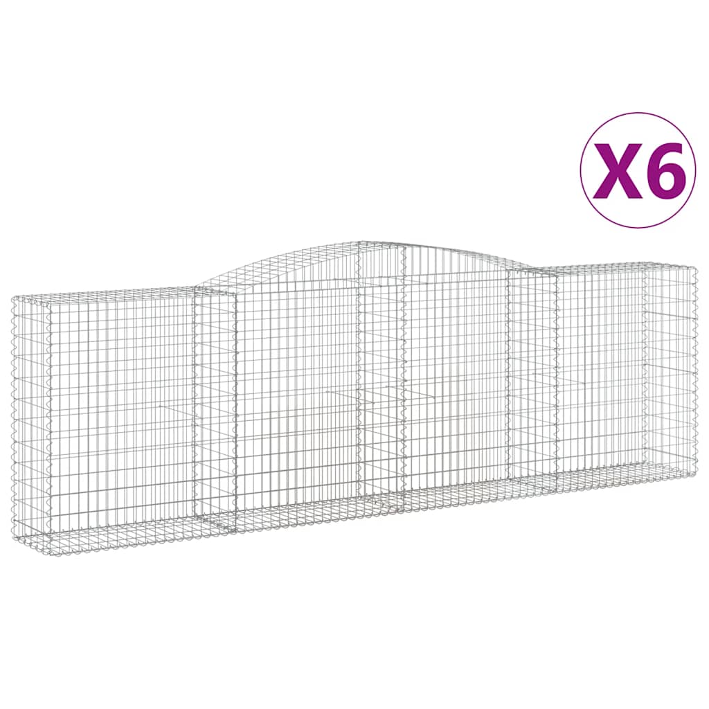 Cestas De Gaviones 6 Uds Forma De Arco Hierro 400x50x120/140 Cm_0