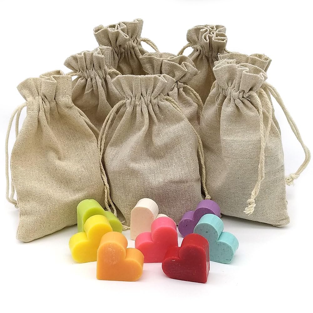 Bolsa De Yute Con 5 Jabones - Aroma Lavanda - Jabón De Glicerina Con Forma De Corazón - Detalle Para Invitados_5