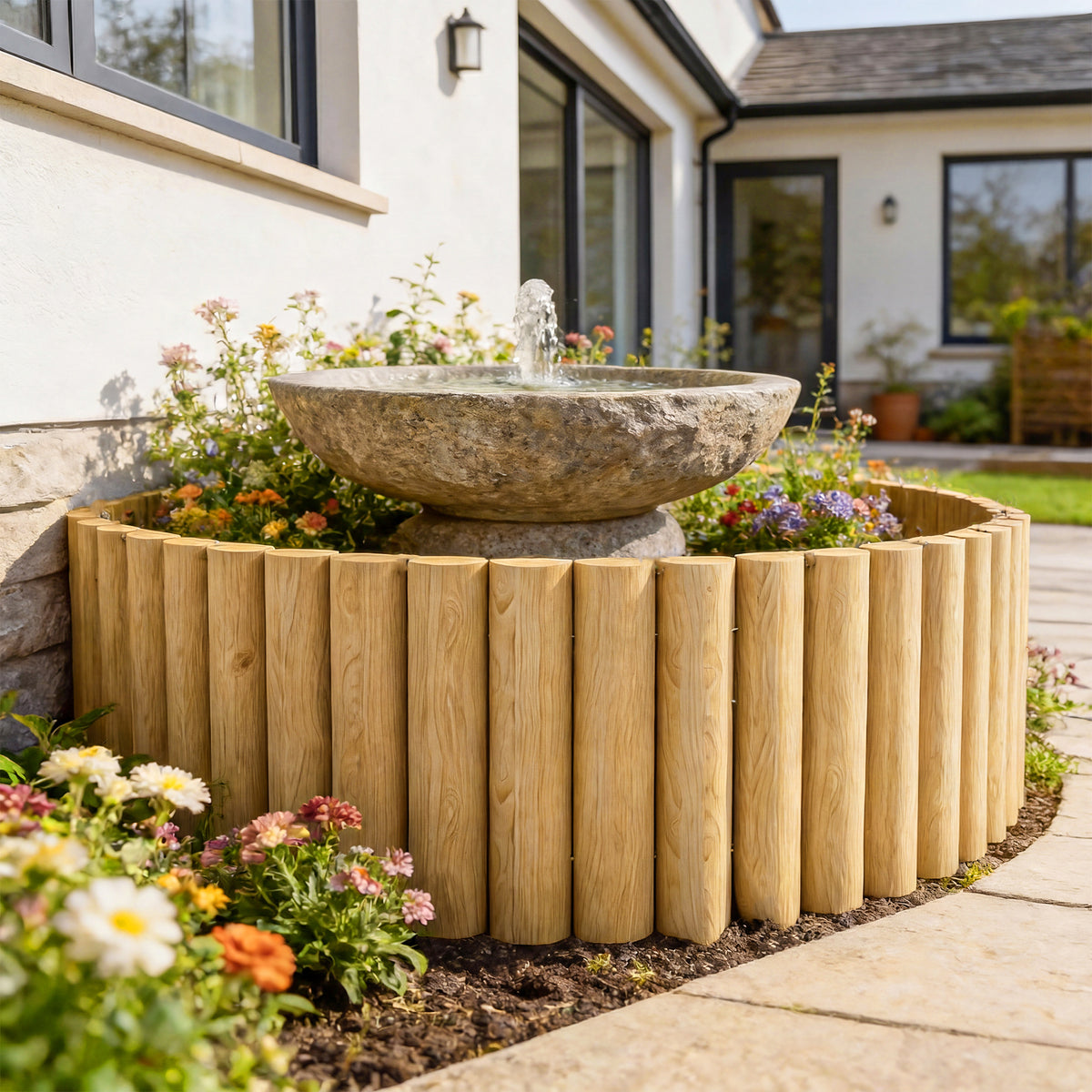 Outsunny Valla De Jardín De Madera 176x38 Cm Para Huerto Patio Natural_4