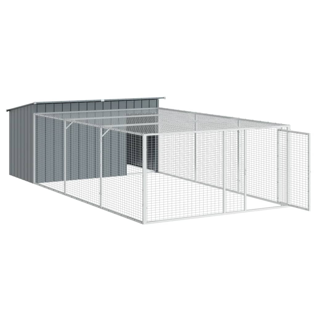 Caseta Para Perro Con Corral Antracita 197x396x110 Cm Acero Galvanizado_3