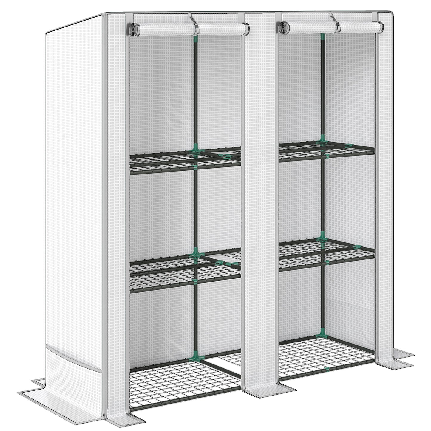 Outsunny Invernadero De Exterior Con Techo Inclinado Y 3 Estantes 144x48x152 Cm_0