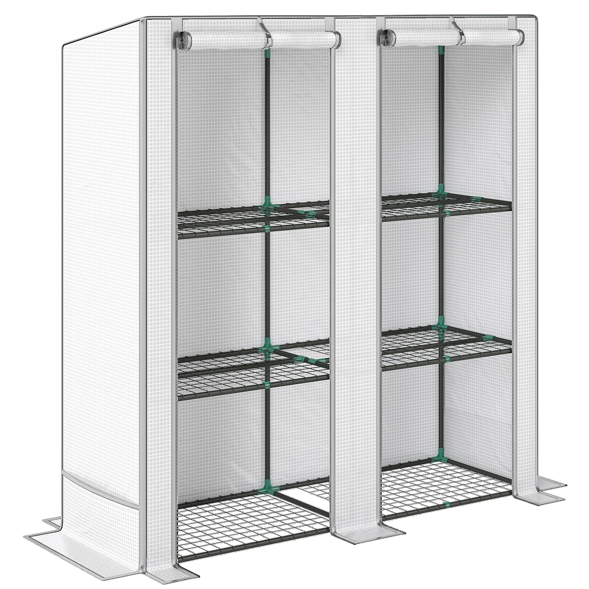 Outsunny Invernadero De Exterior Con Techo Inclinado Y 3 Estantes 144x48x152 Cm_0