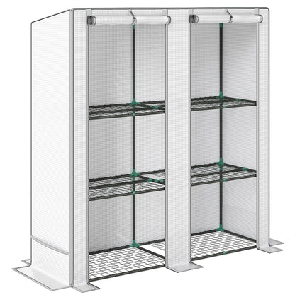 Outsunny Invernadero De Exterior Con Techo Inclinado Y 3 Estantes 144x48x152 Cm_0