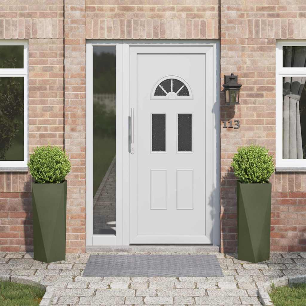 Jardinera 2 Pcs Verde Oliva 30 X 30 X 75 Cm Acero_1