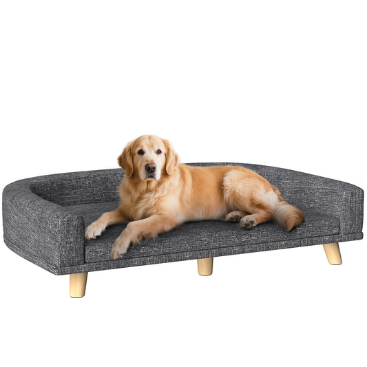 Pawhut Sofá Para Perros Grandes Con Cojín Lavable 98x67x25 Cm Gris Oscuro_0