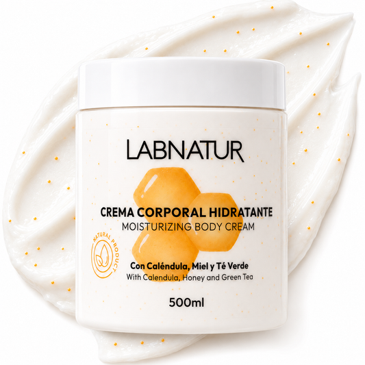 Crema Corporal de Caléndula Labnatur 500 ml | Perlas de Vitamina E, Miel y Té Verde | Hidratación Profunda_0