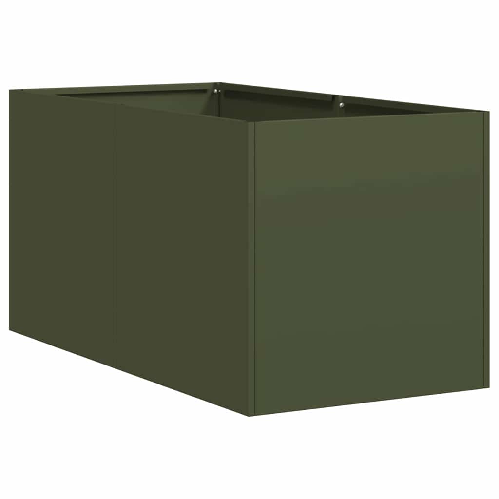Jardinera De Acero Laminado En Frío Verde Oliva 40x80x40 Cm_0