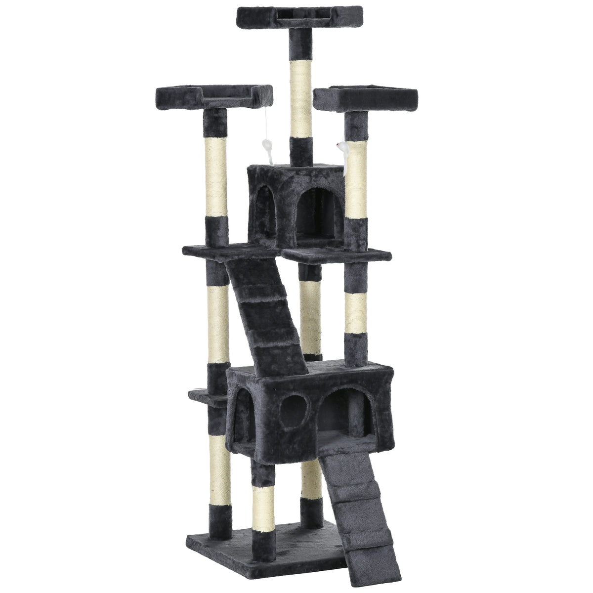 Pawhut Árbol Rascador Para Gatos Grande Altura 173 Cm Gris Oscuro_1