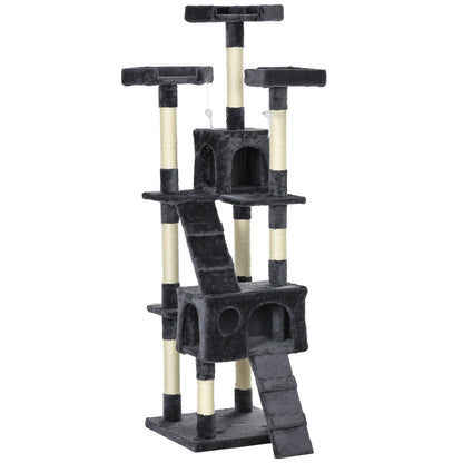 Pawhut Árbol Rascador Para Gatos Grande Altura 173 Cm Gris Oscuro_1