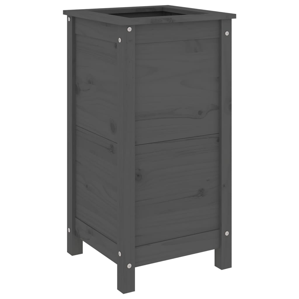 Jardinera Madera Maciza De Pino Gris 40x40x78 Cm_0