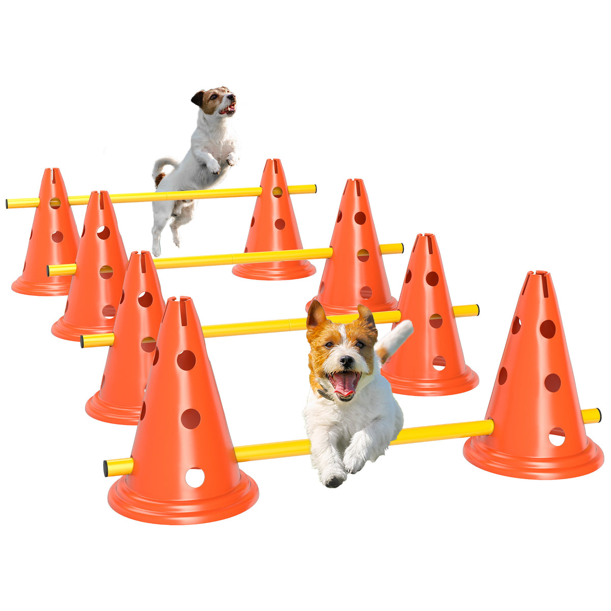 Pawhut Juego De Agilidad Para Perros 8 Conos 8 Barras Bolsa De Transporte_0