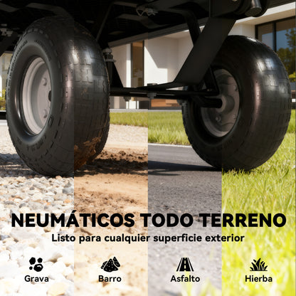 Outsunny Carrito De Jardín Con Ruedas Grandes Mango Giratorio Carga 300 Kg Negro_3