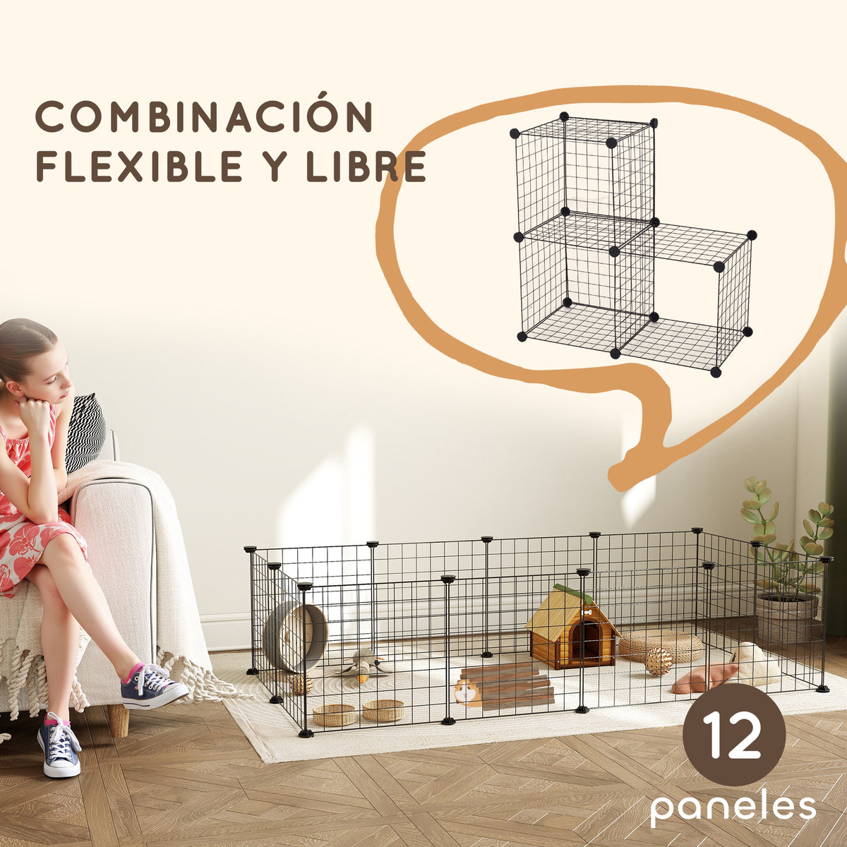 Pawhut Valla Metálica Para Mascotas Con 12 Paneles Parque Metálico Para Mascotas_3