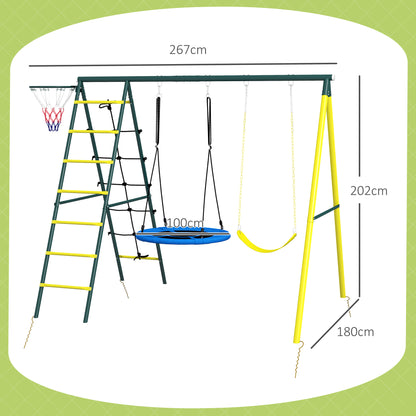 Columpio Infantil Outsunny Acero, Pe Amarillo 267x180x202 Cm_2