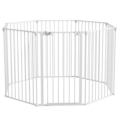Pawhut Parque Para Perros De 8 Paneles 64x90 Cm Con Doble Cerradura Blanco_0