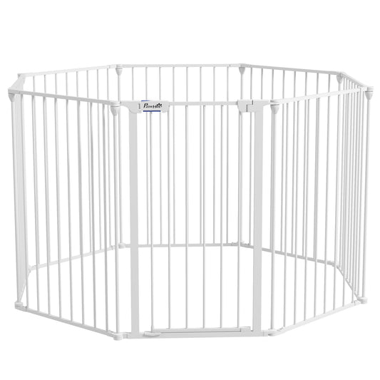 Pawhut Parque Para Perros De 8 Paneles 64x90 Cm Con Doble Cerradura Blanco_0