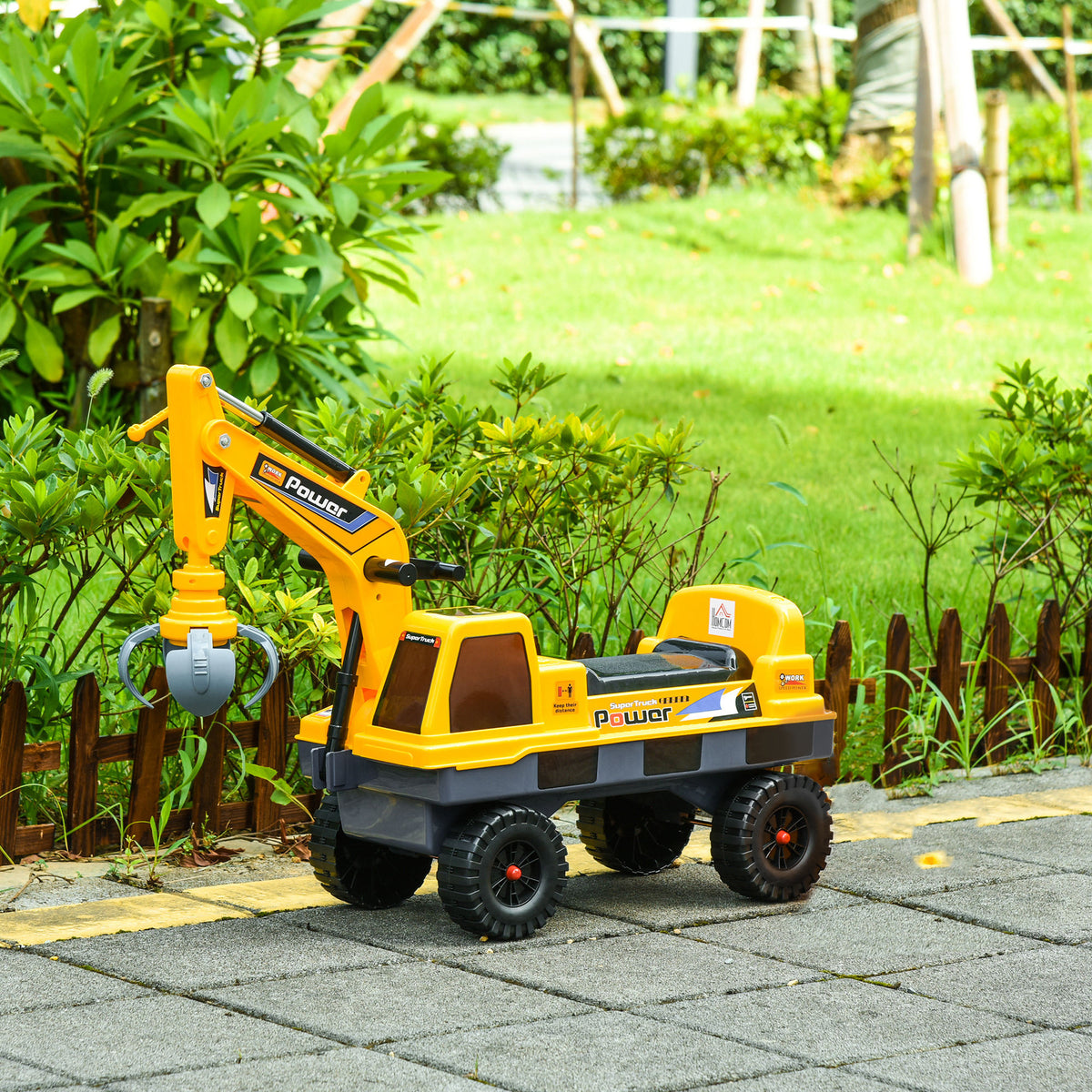 Homcom Tractor Para Niños De 2-3 Años Con Pala Excavadora Luces Música Y Espacio_1
