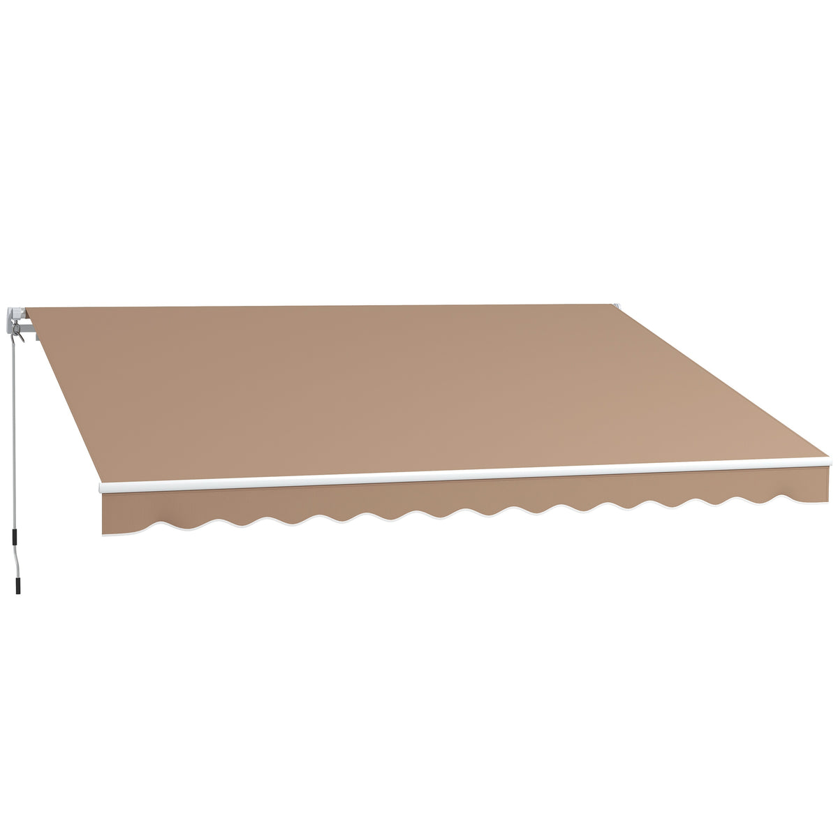 Toldo Manual Retráctil Outsunny Poliéster Marrón 350x250 Cm_0