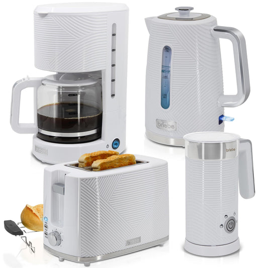 Briebe Elegance Set Tostadora Pan Ranura Ancha+ Hervidor Agua 1,7l + Cafetera Goteo + Espumador De Leche Eléctrico_0