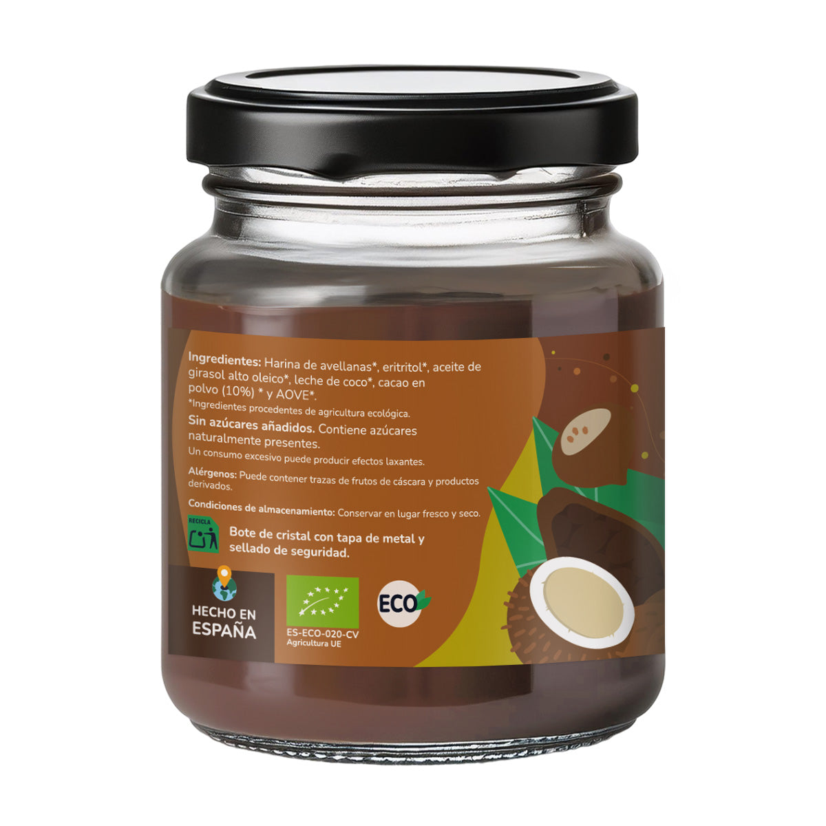 Crema de chocolate con leche de coco y avellanas ECO Planeta Huerto 230 gr