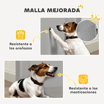 Pawhut Barrera De Seguridad Para Perros Retráctil Extensible Hasta 140 Cm Gris_5