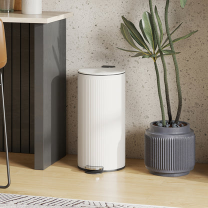 Balde De Lixo Homcom Metal E Plástico Creme Branco 36x30x60,5 Cm 851-063v00cw_1
