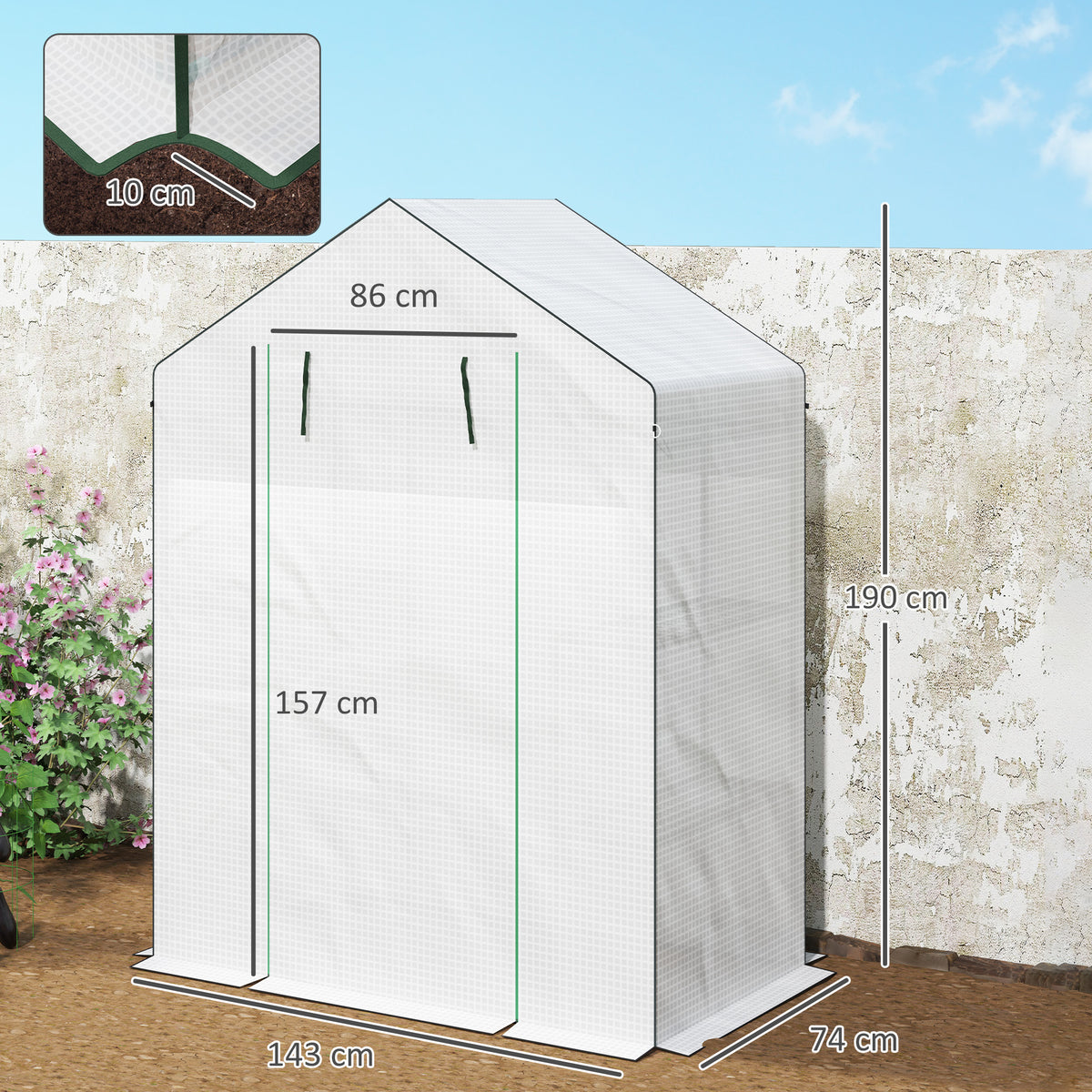 Outsunny Invernadero De Exterior Con 6 Estantes Puerta Enrollable 143x74x190 Cm_2