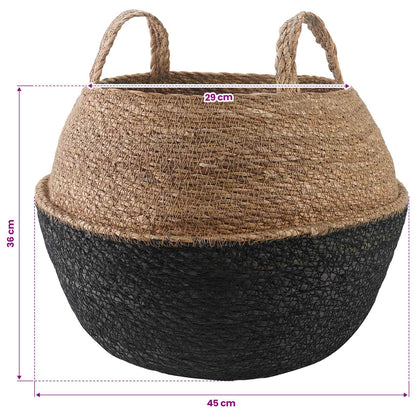 Maceta Con Asas 2 Uds. Negro Ø 45 X 36 Cm 100% Hierba Marina_5