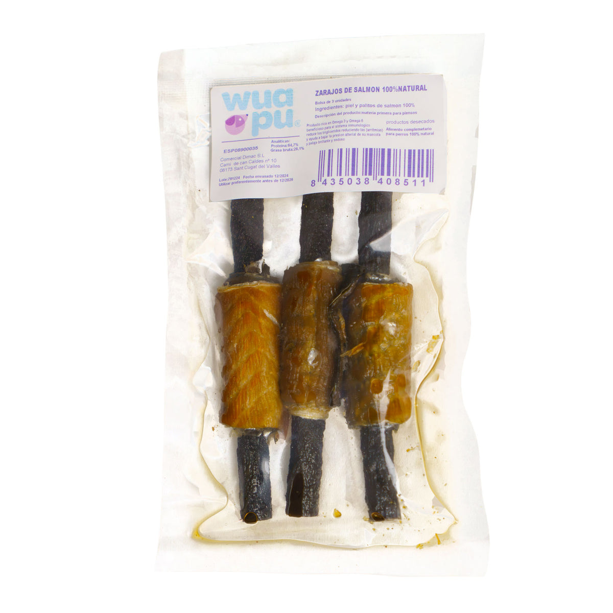 Snack Natural Para Perro Brocheta De Salmon 3u X 15 Bolsas Wuapu_2
