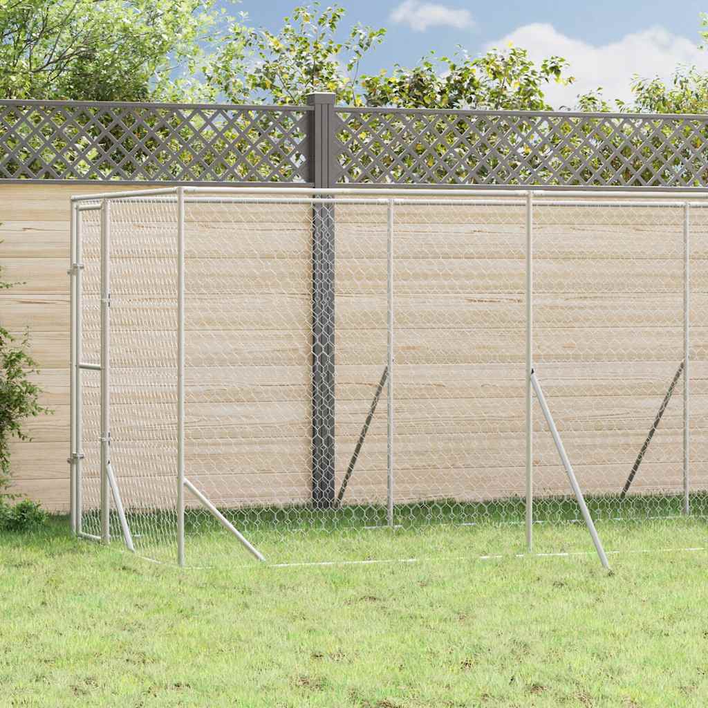 Perrera De Exterior Acero Galvanizado Plateado 2x6x2 M_1