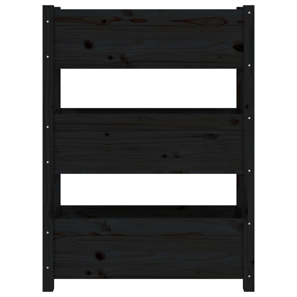 Jardinera De Madera Maciza De Pino Negro 77x25x104,5 Cm_4