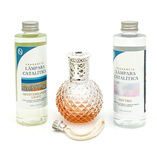 Pack Lámpara Catalítica Orange Diamonds + Fragancia Mediterranean Light 200ml + Limpiador Neutro 200ml + Mecha Repuesto_0