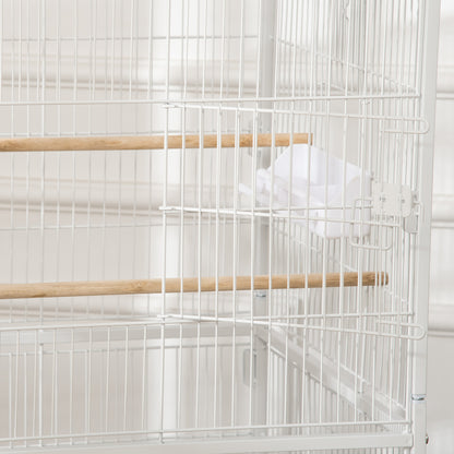 Pawhut Jaula Para Pájaros Con Ruedas 78x52x132 Cm Con Bandeja Extraíble Puertas_4