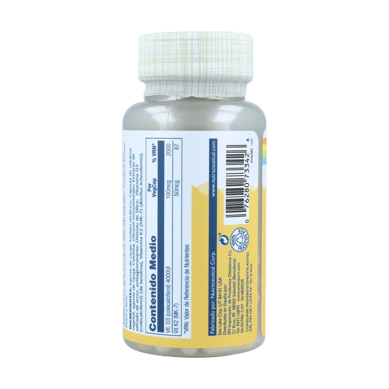 Vitamina D3 & K2 (Mk7) 120 Caps Solaray