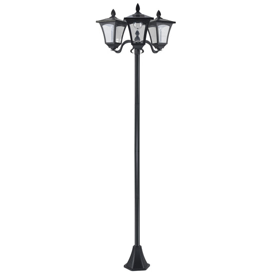 Farol Solar De Jardín Con 3 Luces Led Outsunny 51,5x47x182,5 Cm Negro_0