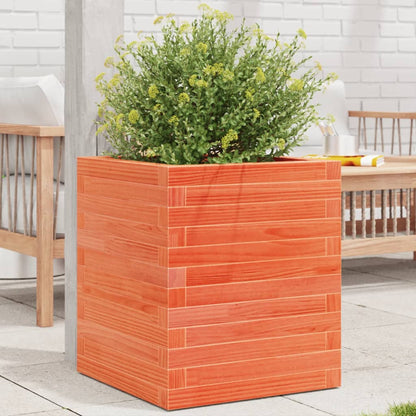Jardinera De Madera Maciza Pino Marrón Cera 40x40x46 Cm_1