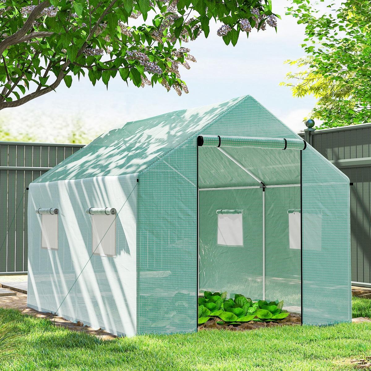 Outsunny Invernadero De Exterior 2x3x2 M Con 4 Ventanas De Malla Verde_1