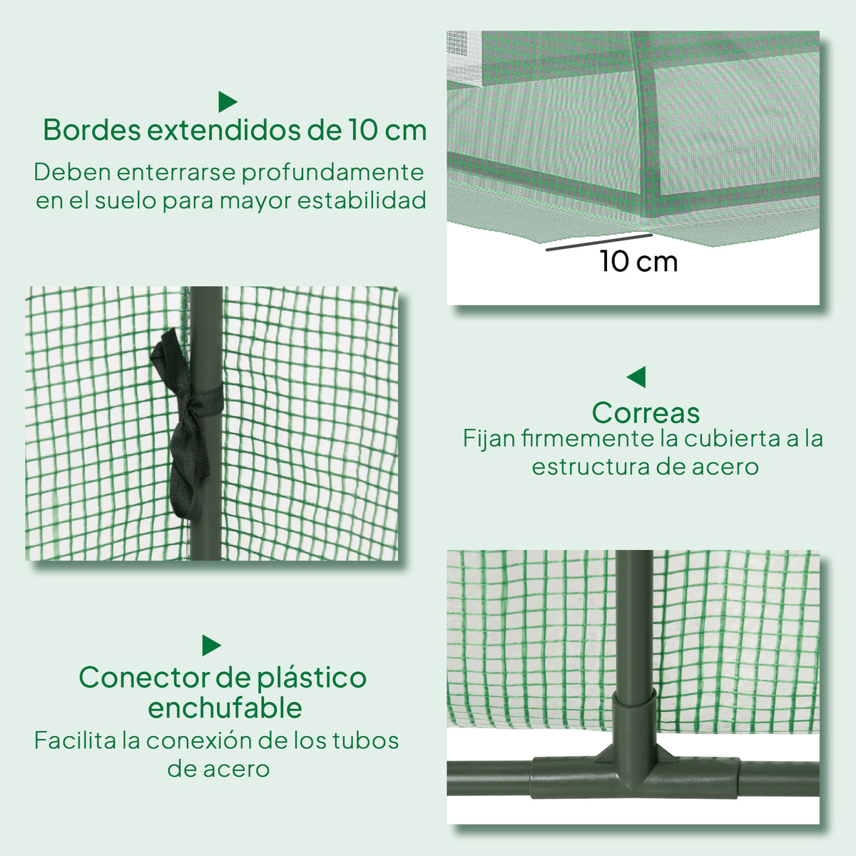 Outsunny Invernadero Con 4 Ventanas Marco De Acero Y Cubierta De Pe 200x80x45 Cm_5