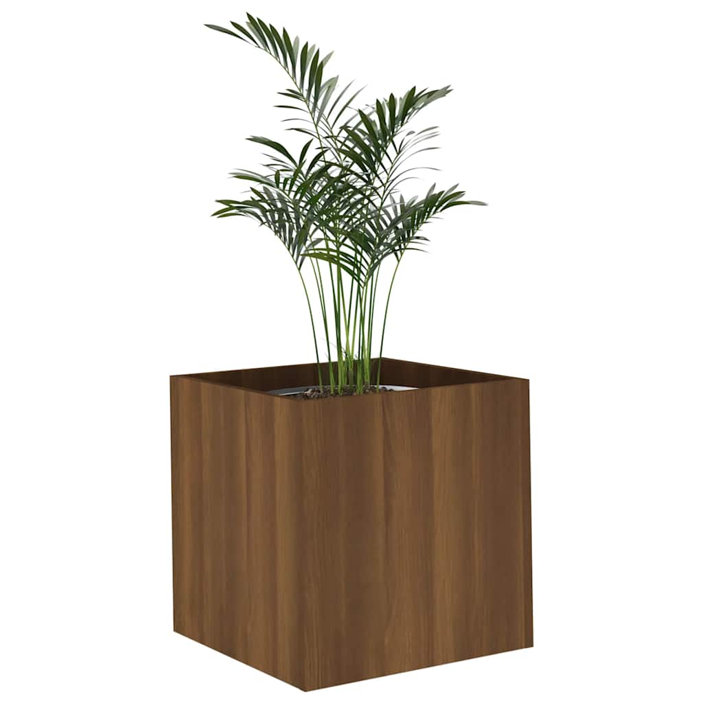 Jardinera Roble Marrón 40x40x40 Cm Madera De Ingeniería_3