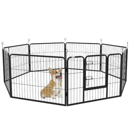 Pawhut Parque Para Perros De 8 Paneles 80x60 Cm Forma Personalizable Negro_0