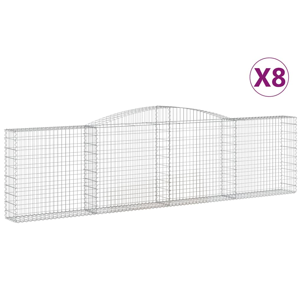 Cestas De Gaviones 8 Uds Forma De Arco Hierro 400x30x100/120 Cm_0