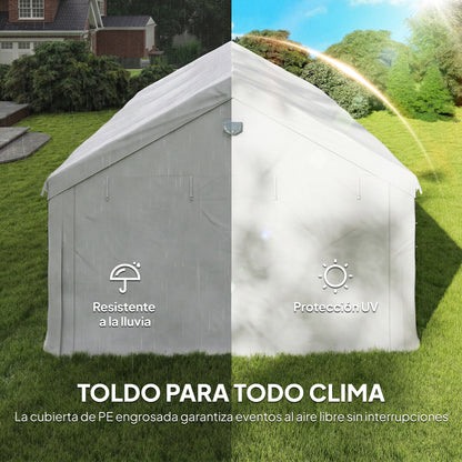 Outsunny Carpa Para Fiesta 4x6 M Con Luces Led Paredes Extraíbles Puertas Blanco_5