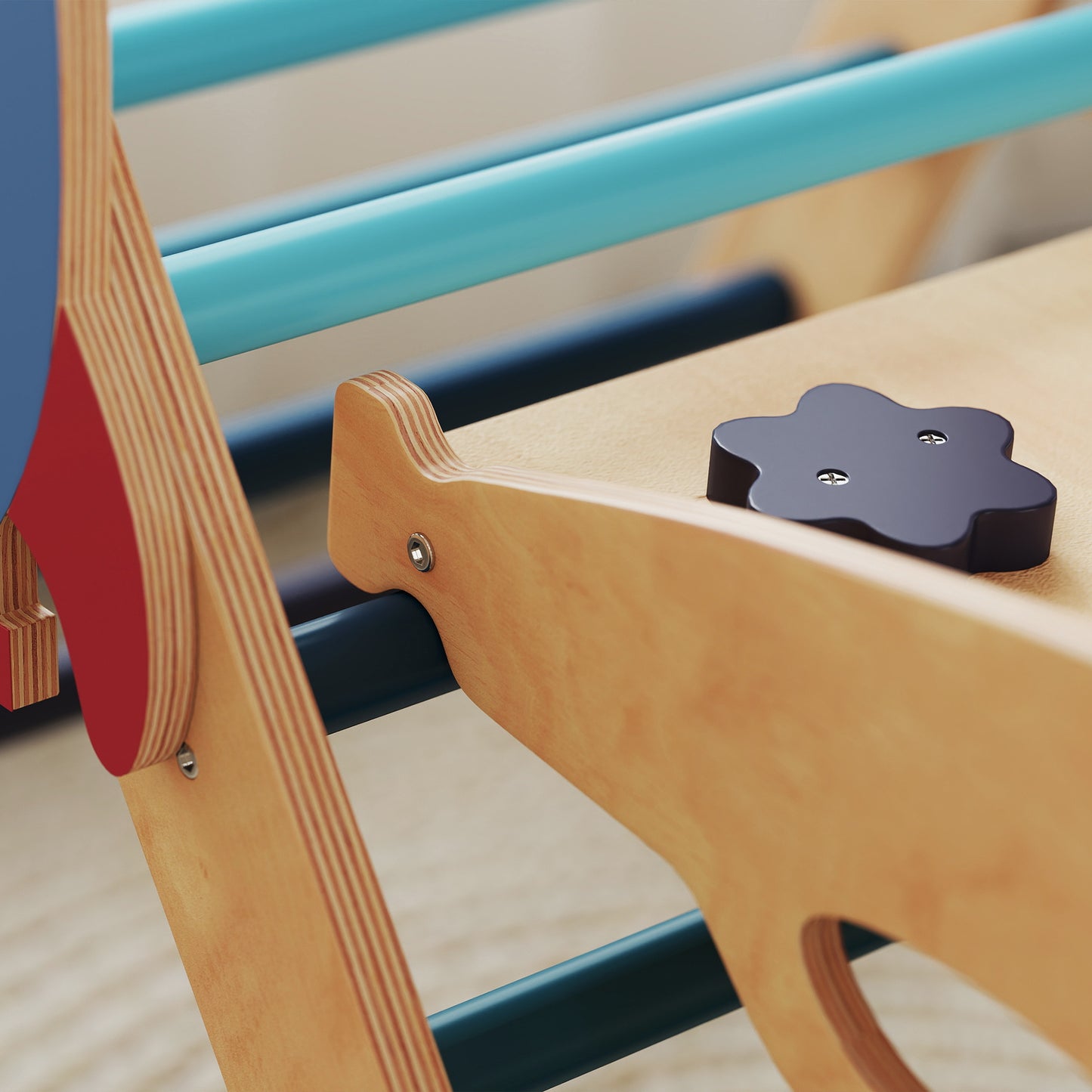 Aiyaplay 8 En 1 Triángulo De Escalada Montessori Con Arco Y Rampa Azul_3