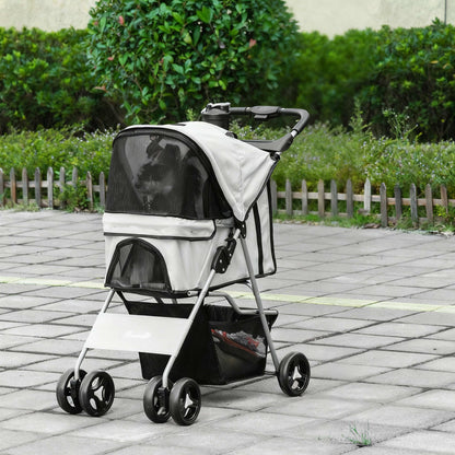 Pawhut Cochecito Mascotas Plegable Toldo Ajustable Tela Oxford 77x45x99,5cm Gris_1